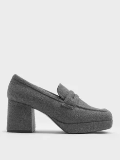 Felt Platform Penny Loafer Pumps