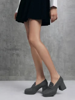 Felt Platform Penny Loafer Pumps