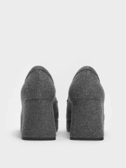 Felt Platform Penny Loafer Pumps