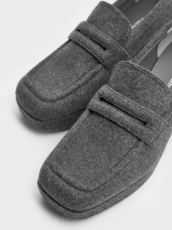 Felt Platform Penny Loafer Pumps