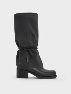 Felt Tie-Around Knee-High Boots