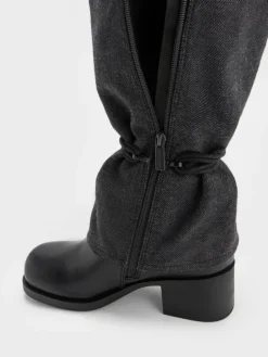 Felt Tie-Around Knee-High Boots