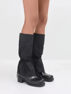 Felt Tie-Around Knee-High Boots