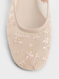Gertrude Embroidered-Mesh Mary Janes