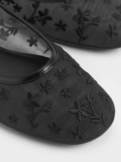 Gertrude Embroidered-Mesh Mary Janes