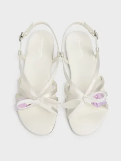 Girls' Bow Flower-Pearl Slingback Sandals