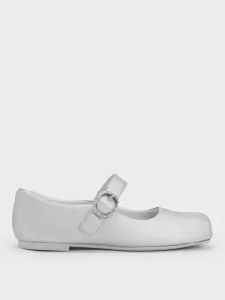 Girls' Crystal-Buckle Mary Jane Flats