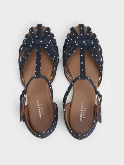 Girls' Dotted Caged T-Bar Sandals