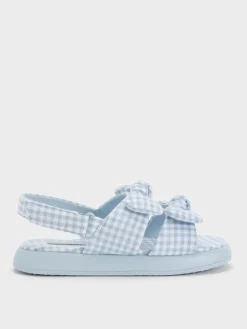 Girls' Gingham Bow Slingback Sandals