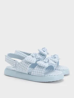 Girls' Gingham Bow Slingback Sandals