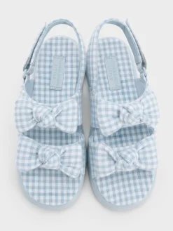 Girls' Gingham Bow Slingback Sandals