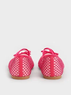 Girls' Mesh Crystal Crossover Ballet Flats