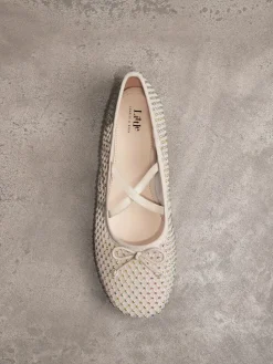Girls' Mesh Crystal Crossover Ballet Flats