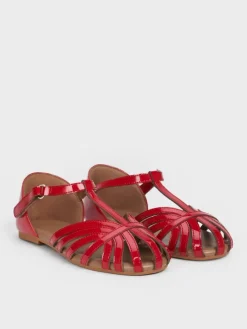 Girls' Patent Caged T-Bar Sandals