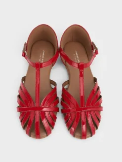 Girls' Patent Caged T-Bar Sandals