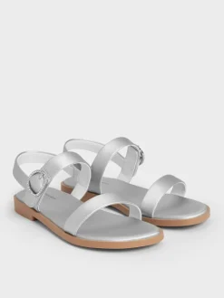 Girls' Pearlescent Crystal Slingback Sandals
