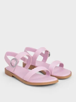 Girls' Pearlescent Crystal Slingback Sandals