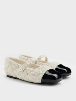 Girls' Tweed Pearl Mary Jane Flats
