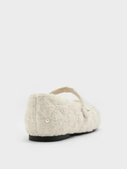 Girls' Tweed Pearl Mary Jane Flats