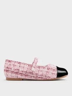 Girls' Tweed Pearl Mary Jane Flats
