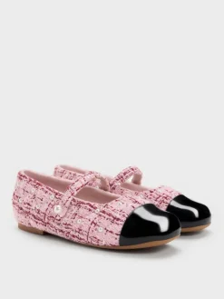 Girls' Tweed Pearl Mary Jane Flats
