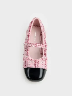 Girls' Tweed Pearl Mary Jane Flats