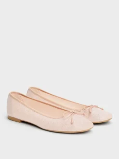 Glittered Mesh Bow Ballet Flats