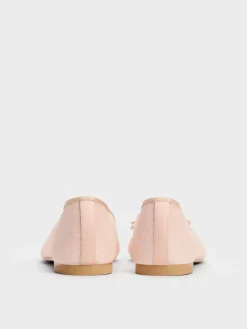 Glittered Mesh Bow Ballet Flats