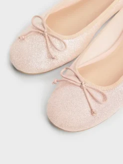 Glittered Mesh Bow Ballet Flats