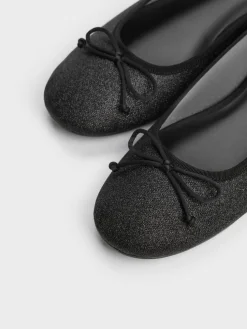 Glittered Mesh Bow Ballet Flats
