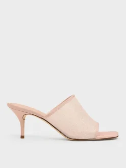 Glittered Mesh Heeled Mules