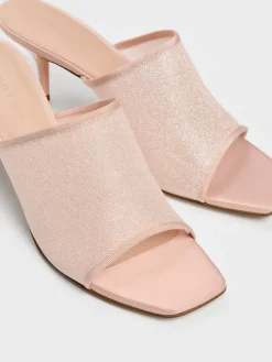 Glittered Mesh Heeled Mules