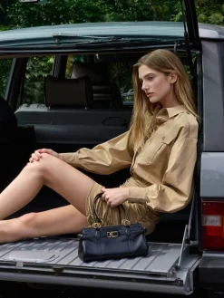 Gwynne Metallic-Accent Elongated Shoulder Bag