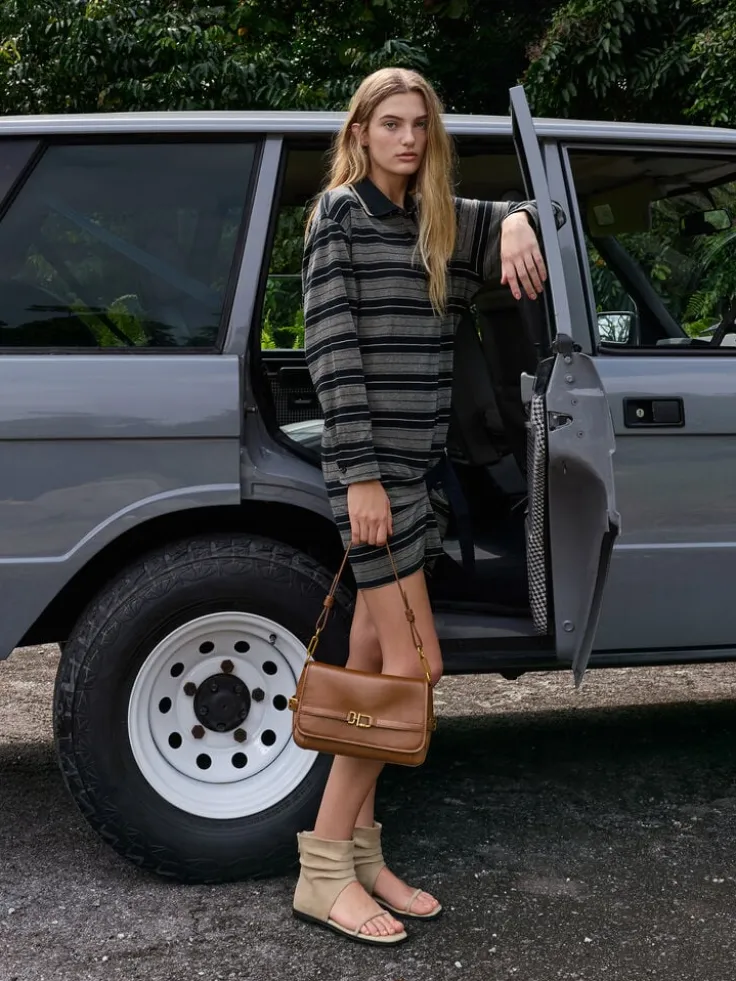 Gwynne Metallic-Buckle Belted Shoulder Bag