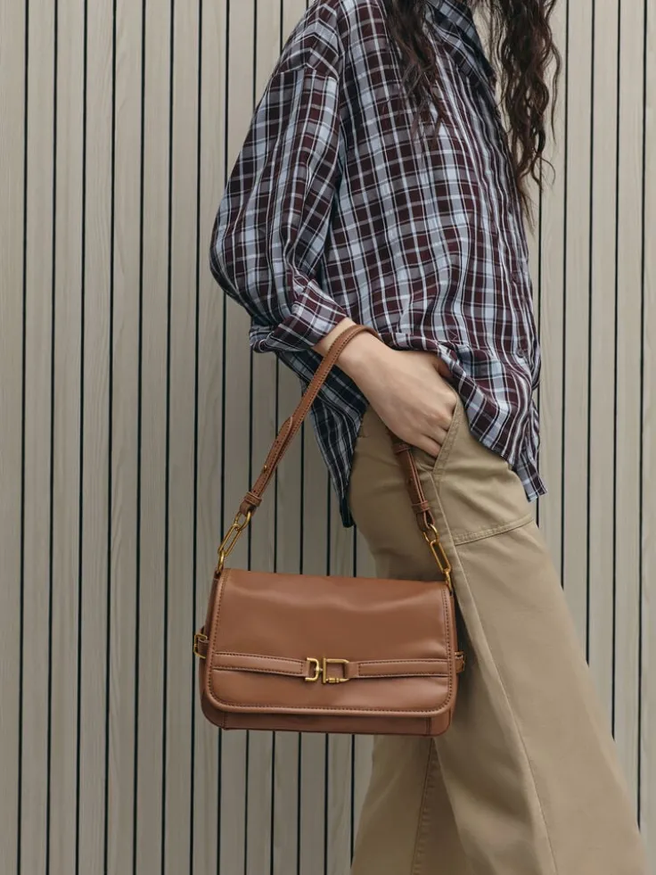 Gwynne Metallic-Buckle Belted Shoulder Bag