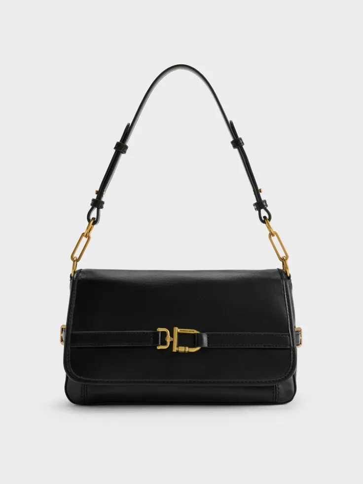 Gwynne Metallic-Buckle Belted Shoulder Bag