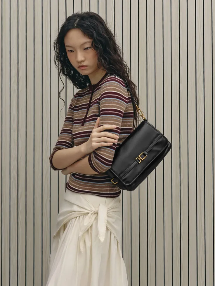 Gwynne Metallic-Buckle Belted Shoulder Bag