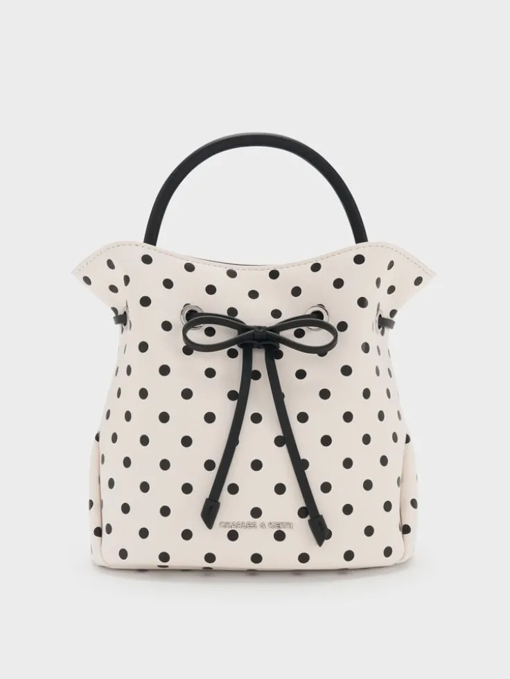 Hazel Polka-Dot Bow Bucket Bag