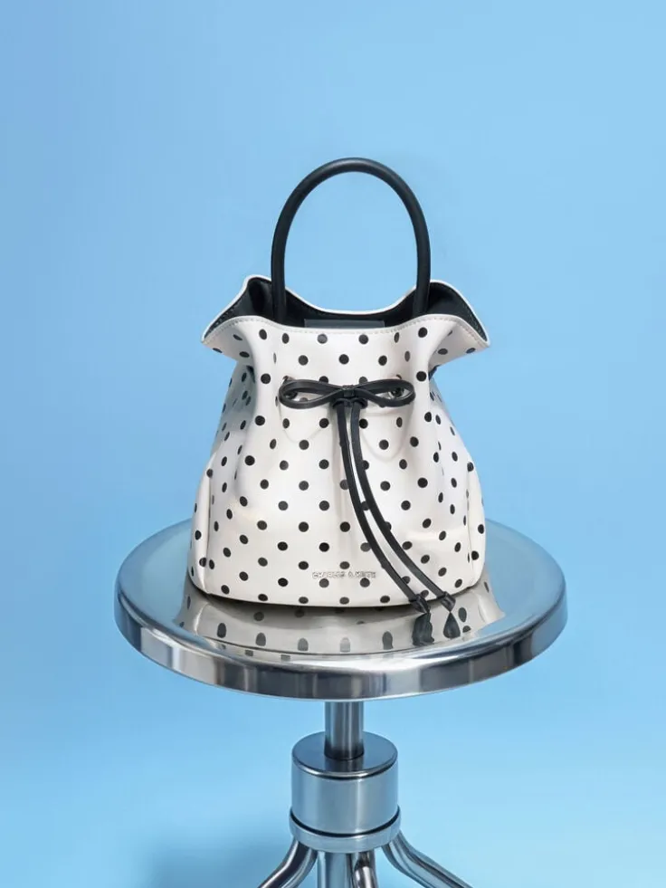 Hazel Polka-Dot Bow Bucket Bag