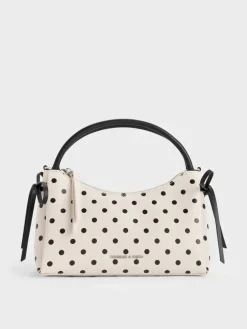 Hazel Polka-Dot Bow Top Handle Bag