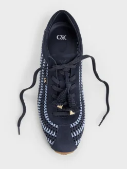 Jace Crochet & Suede Flower Sneakers