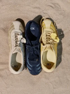 Jace Crochet & Suede Flower Sneakers