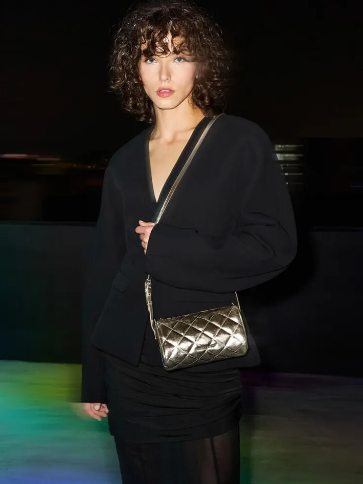 Janie Metallic Quilted Shoulder Bag