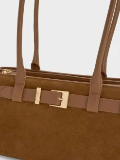 Jody Suede Belted Shoulder Bag