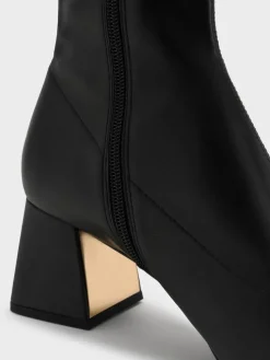 Jully Metallic Trapeze Heel Ankle Boots