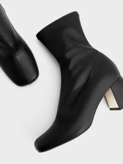 Jully Metallic Trapeze Heel Ankle Boots