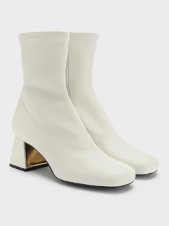 Jully Metallic Trapeze Heel Ankle Boots
