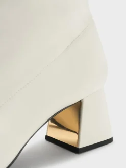 Jully Metallic Trapeze Heel Ankle Boots