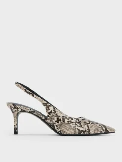 Kaia Snake-Print Pointed Slingback Pumps