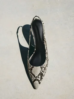 Kaia Snake-Print Pointed Slingback Pumps